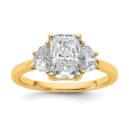 Radiant and Half Moon Three Stone Lab-Grown Diamond Ring in 14K Yellow Gold (2 ct. tw.), Size 7 - Sophia Jewelers