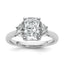 Diamond Three-Stone Engagement Ring in 14K White Gold (2 1/2 ct. tw.), Size 7 - Sophia Jewelers