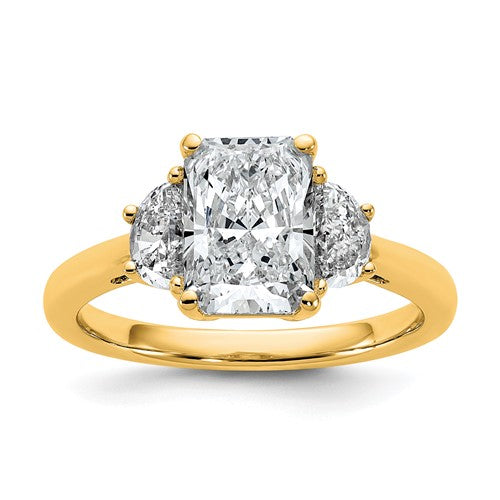 Radiant Half Moon Three-Stone Lab-Grown Diamond Ring in 14K Yellow Gold (2 1/2 ct. tw., VS+ F+), Size 7 - Sophia Jewelers