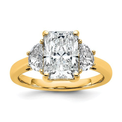 Half Moon Radiant Lab-Grown Engagement Ring in 14K Yellow Gold (3 1/8 ct. tw.), Size 7 - Sophia Jewelers