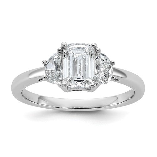 Emerald Half Moon Lab-Grown Diamond Engagement Ring in 14K White Gold (1 3/8 ct. tw.), Size 7 - Sophia Jewelers