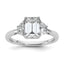 Emerald-Cut Half Three-Stone Engagement Ring in 14K White Gold (2 ct. tw., VS+ F+), Size 7 - Sophia Jewelers