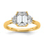 Emerald and Half Moon Three-Stone Lab-Grown Diamond Ring in 14K Yellow Gold (2 ct. tw.), Size 7 - Sophia Jewelers