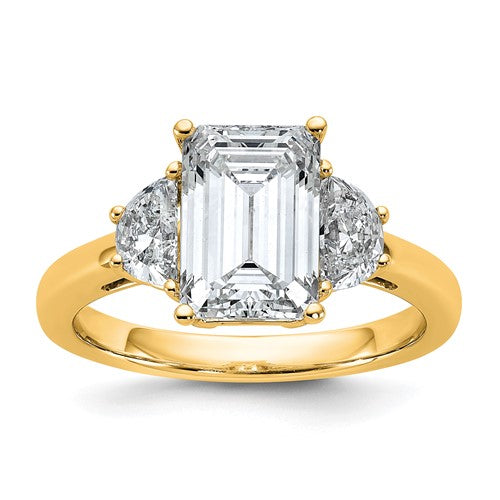 Emerald Lab-Grown Diamond Three-Stone Engagement Ring in 14K Yellow Gold (3 1/8 ct. tw.), Size 7 - Sophia Jewelers