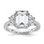 Emerald & Half Moon Engagement Ring in 14K White Gold (4 ct. tw.), Size 7 - Sophia Jewelers