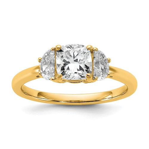 Cushion Lab-Grown Diamond Half Moon Engagement Ring in 14K Yellow Gold (1 3/8 ct. tw.), Size 7 - Sophia Jewelers