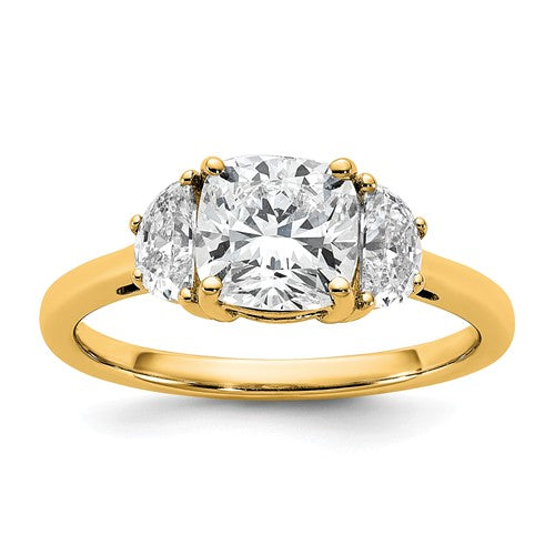 Cushion Three-Stone Lab-Grown Diamond Engagement Ring in 14K Yellow Gold (2 ct. tw.), Size 7 - Sophia Jewelers
