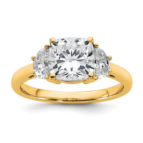 Cushion Lab-Grown Diamond Three-Stone Engagement Ring in 14K Yellow Gold (2 1/2 ct. tw.), Size 7 - Sophia Jewelers