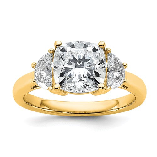 Cushion Half Moon Lab-Grown Diamond Engagement Ring in 14K Yellow Gold (3 1/8 ct. tw.), Size 7 - Sophia Jewelers