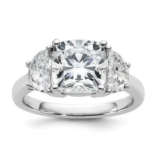 Cushion Half Moon Lab-Grown Diamond Engagement Ring in 14K White Gold (4 ct. tw., VS/SI+ G+), Size 7 - Sophia Jewelers Main image
