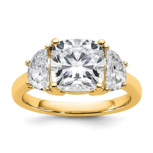 Cushion Lab-Grown Diamond Three-Stone Engagement Ring in 14K Yellow Gold (4 ct. tw.), Size 7 - Sophia Jewelers