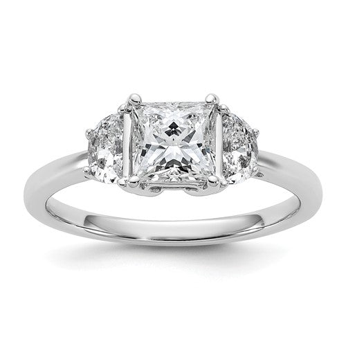 Princess Half Moon Lab-Grown Diamond Engagement Ring in 14K White Gold (1 3/8 ct. tw.), Size 7 - Sophia Jewelers