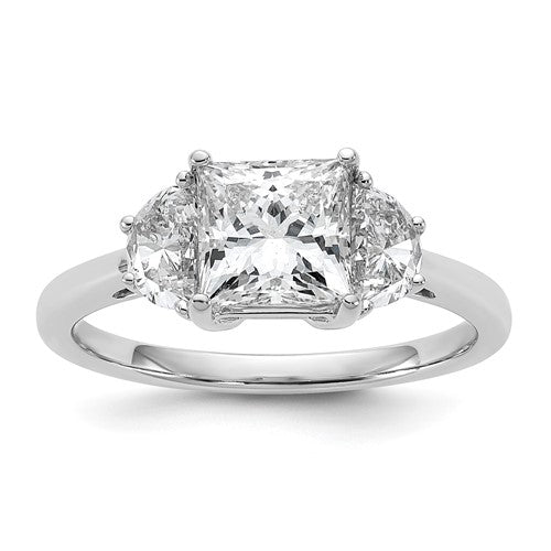 Princess Lab-Grown Half Moon Engagement Ring in 14K White Gold (2 ct. tw.), Size 7 - Sophia Jewelers