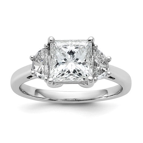 Princess Half Moon Lab-Grown Diamond Three Stone Ring in 14K White Gold (2 1/2 ct. tw.), Size 7 - Sophia Jewelers Main image