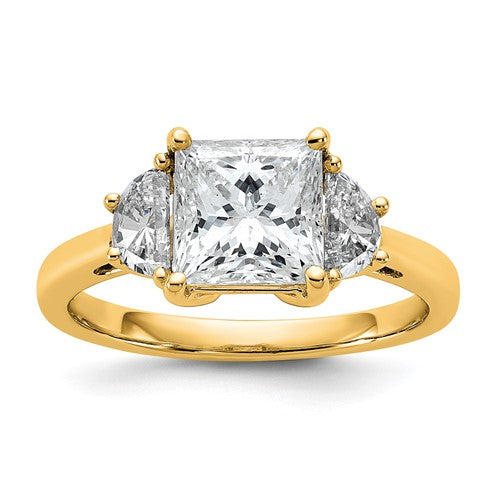Princess Half Moon Lab-Grown Diamond Engagement Ring in 14K Yellow Gold (2 1/2 ct. tw., VS/SI+ G+), Size 7 - Sophia Jewelers