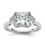 Princess and Half Moon Three-Stone Lab-Grown Diamond Engagement Ring in 14K White Gold (3 1/8 ct. tw.), Size 7 - Sophia Jewelers