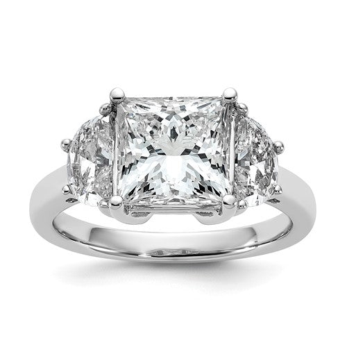 Princess Half Moon Three-Stone Lab-Grown Diamond Ring in 14K White Gold (4 ct. tw.), Size 7 - Sophia Jewelers