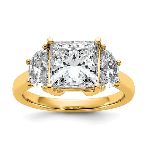 Princess and Half Moon Three-Stone Lab-Grown Diamond Ring in 14K Yellow Gold (4 ct. tw.), Size 7 - Sophia Jewelers