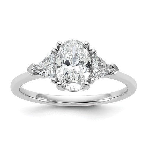 Oval & Trillion Lab-Grown Diamond Engagement Ring in 14K White Gold (1 1/2 ct. tw.), Size 7 - Sophia Jewelers