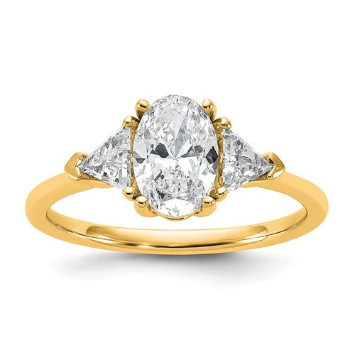 Oval & Trillion Lab-Grown Diamond Engagement Ring in 14K Yellow Gold (1 1/2 ct. tw.), Size 7 - Sophia Jewelers