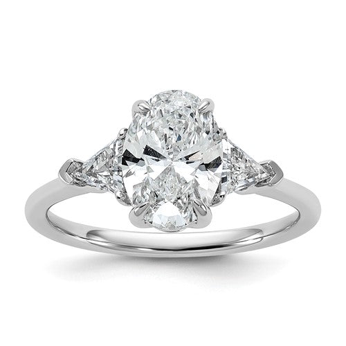 Oval and Trillion Three-Stone Lab-Grown Diamond Engagement Ring in 14K White Gold (2 ct. tw.), Size 7 - Sophia Jewelers