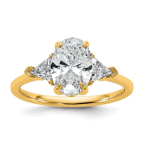 Oval & Trillion Lab-Grown Three-Stone Engagement Ring in 14K Yellow Gold (2 ct. tw.), Size 7 - Sophia Jewelers
