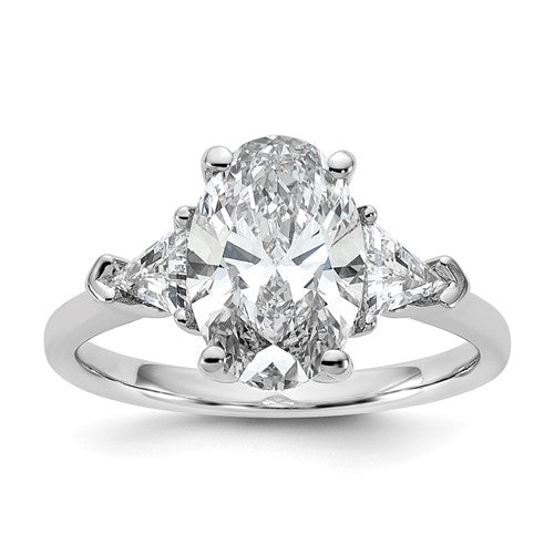 Oval & Trillion Lab-Grown Diamond Engagement Ring in 14K White Gold (3 1/8 ct. tw., VS/SI+ G+), Size 7 - Sophia Jewelers