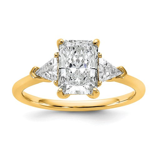 Radiant Lab-Grown Three-Stone Engagement Ring in 14K Yellow Gold (2 ct. tw.), Size 7 - Sophia Jewelers