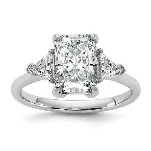 Radiant & Triangle Lab-Grown Diamond Engagement Ring in 14K White Gold (2 1/2 ct. tw.) - Sophia Jewelers
