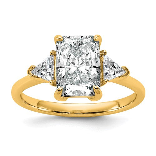 Radiant Lab-Grown Diamond Three-Stone Engagement Ring in 14K Yellow Gold (2 1/2 ct. tw.), Size 7 - Sophia Jewelers