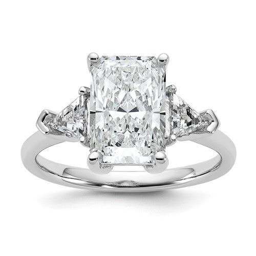 Radiant Lab-Grown Three-Stone Engagement Ring in 14K White Gold (3 1/8 ct. tw.), Size 7 - Sophia Jewelers