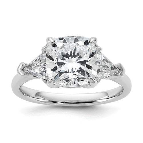 Cushion Lab-Grown Diamond Three-Stone Ring in 14K White Gold (4 ct. tw.), Size 7 - Sophia Jewelers