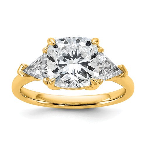 Cushion Lab-Grown Diamond Engagement Ring in 14K Yellow Gold (4 ct. tw., VS+ F+), Size 7 - Sophia Jewelers