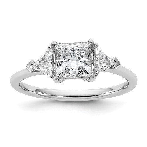 Princess & Trillion Lab-Grown Diamond Engagement Ring in 14K White Gold (1 1/2 ct. tw.), Size 7 - Sophia Jewelers