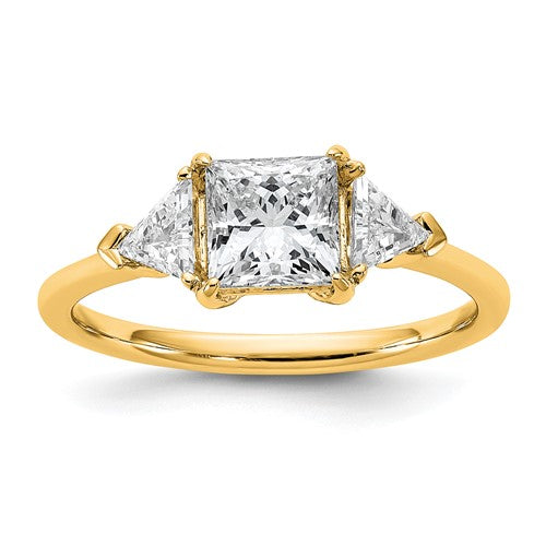 Princess & Trillion Lab-Grown Diamond Engagement Ring in 14K Yellow Gold (1 1/2 ct. tw.), Size 7 - Sophia Jewelers