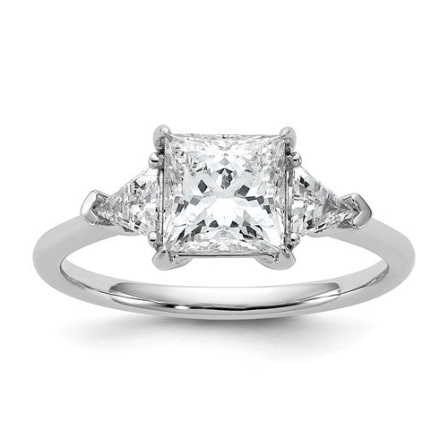 Princess & Trillion Lab-Grown Diamond Engagement Ring in 14K White Gold (2 ct. tw.), Size 7 - Sophia Jewelers