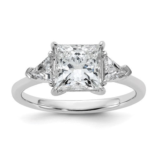 Princess & Trillion Lab-Grown Diamond Engagement Ring in 14K White Gold (2 1/2 ct. tw., VS+ F+), Size 7 - Sophia Jewelers