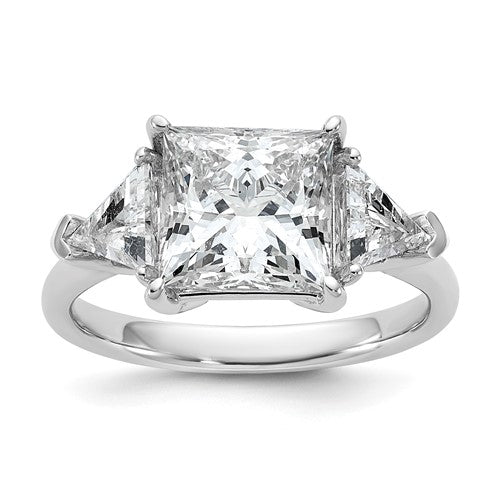 Princess & Trillion Lab-Grown Diamond Engagement Ring in 14K White Gold (4 1/8 ct. tw., VS+ F+), Size 7 - Sophia Jewelers