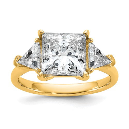 Princess & Trillion Lab-Grown Diamond Engagement Ring in 14K Yellow Gold (4.12 ct. tw.), Size 7 - Sophia Jewelers