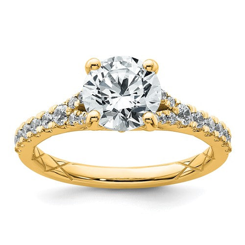 Certified Pave Round Lab-Grown Diamond Engagement Ring in 14K Yellow Gold (1 3/4 ct. tw.), Size 7 - Sophia Jewelers