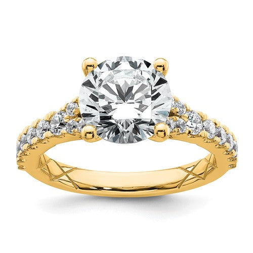 Certified Round Lab-Grown Diamond Engagement Ring in 14K Yellow Gold (3 ct. tw., VS/SI+ G+), Size 7 - Sophia Jewelers