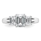 14k White Gold 1 5/8 carat Lab Grown Diamond VS+ F+ Emerald Complete Three Stone Engagement Ring