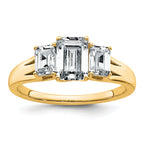 14k 1 5/8 carat Lab Grown Diamond VS+ F+ Emerald Complete Three Stone Engagement Ring