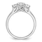 14k White Gold 1 5/8 carat Certified Lab Grown Diamond VS+ F+ Emerald Complete Three Stone Engagement Ring
