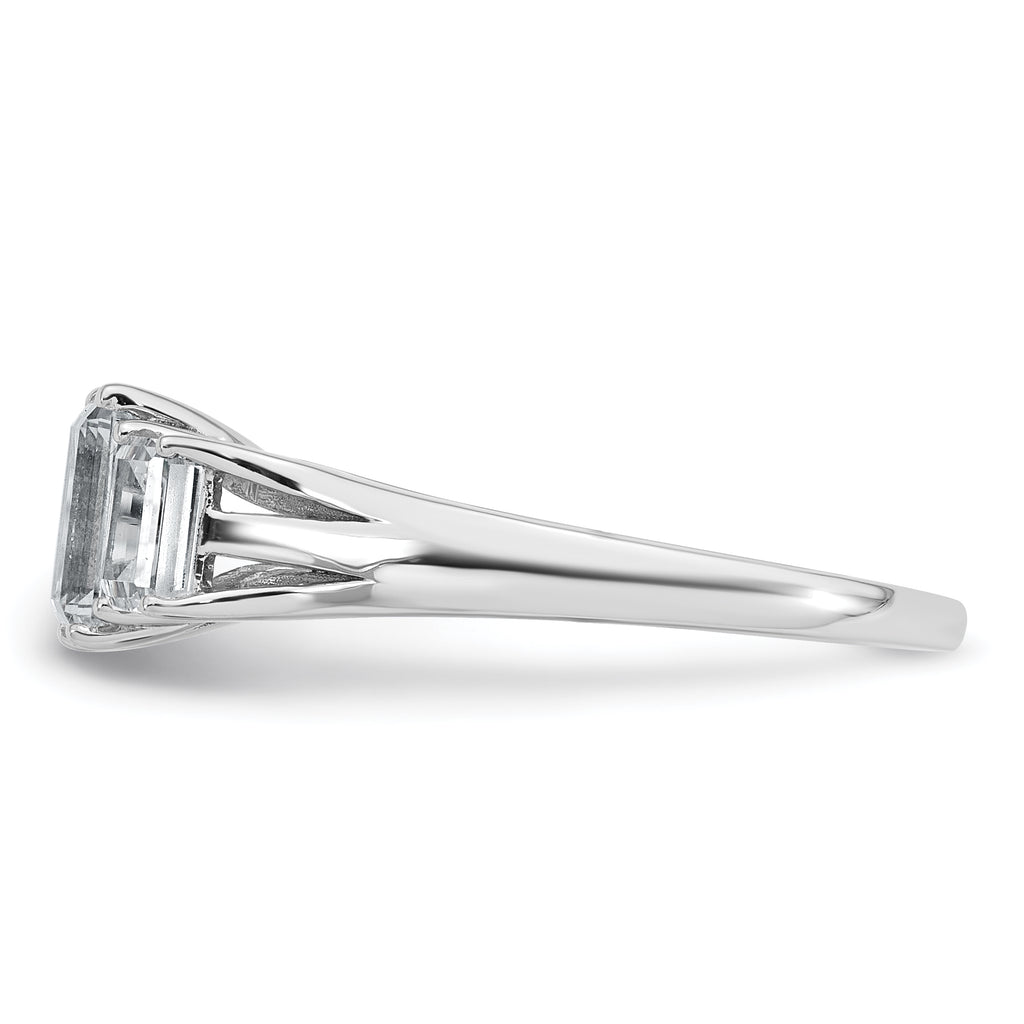 14k White Gold 1 5/8 carat Certified Lab Grown Diamond VS+ F+ Emerald Complete Three Stone Engagement Ring