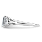 14k White Gold 1 5/8 carat Certified Lab Grown Diamond VS+ F+ Emerald Complete Three Stone Engagement Ring