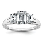 14k White Gold 1 5/8 carat Certified Lab Grown Diamond VS+ F+ Emerald Complete Three Stone Engagement Ring