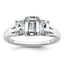 14k White Gold 1 5/8 carat Certified Lab Grown Diamond VS+ F+ Emerald Complete Three Stone Engagement Ring