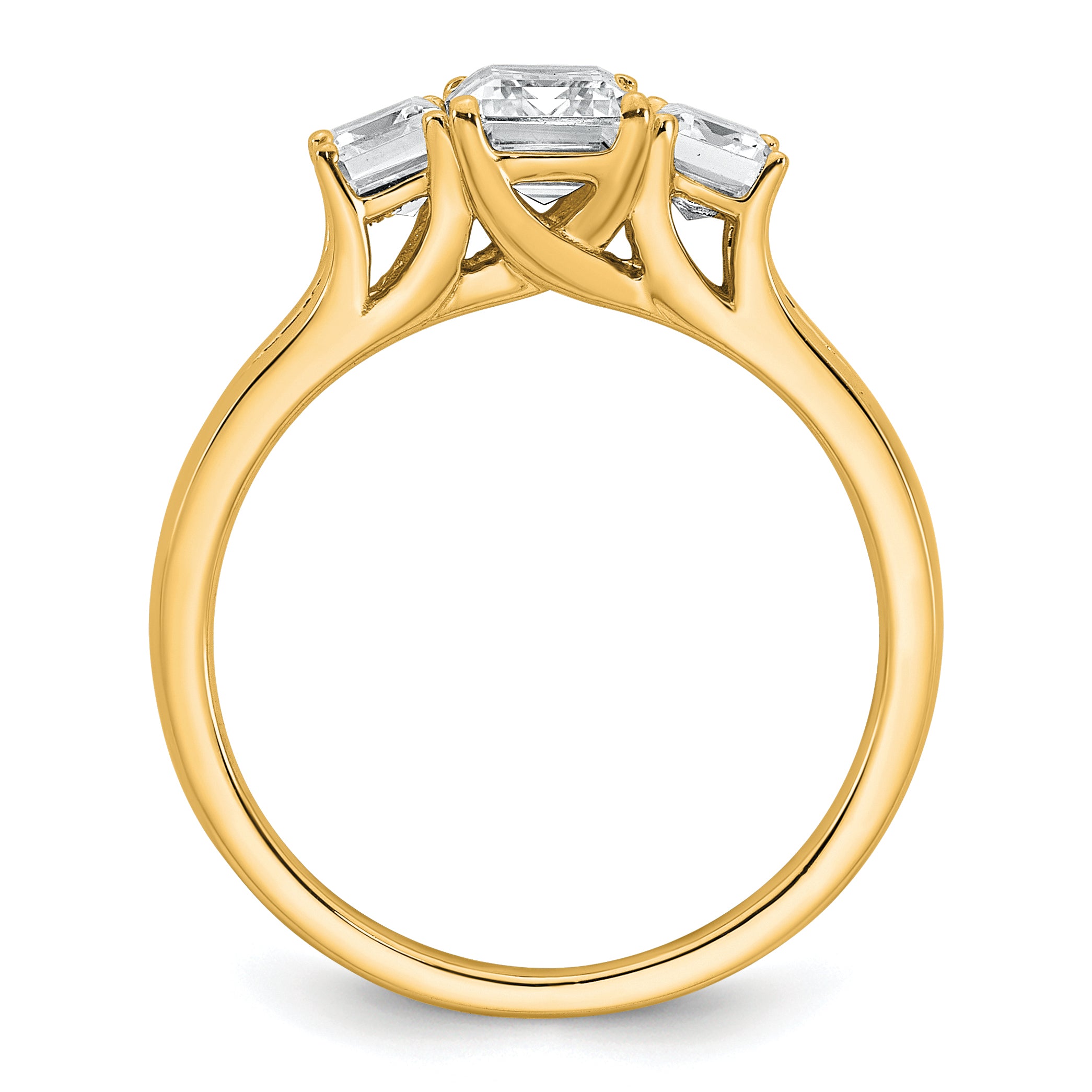 14k 1 5/8 carat Certified Lab Grown Diamond VS+ F+ Emerald Complete Three Stone Engagement Ring