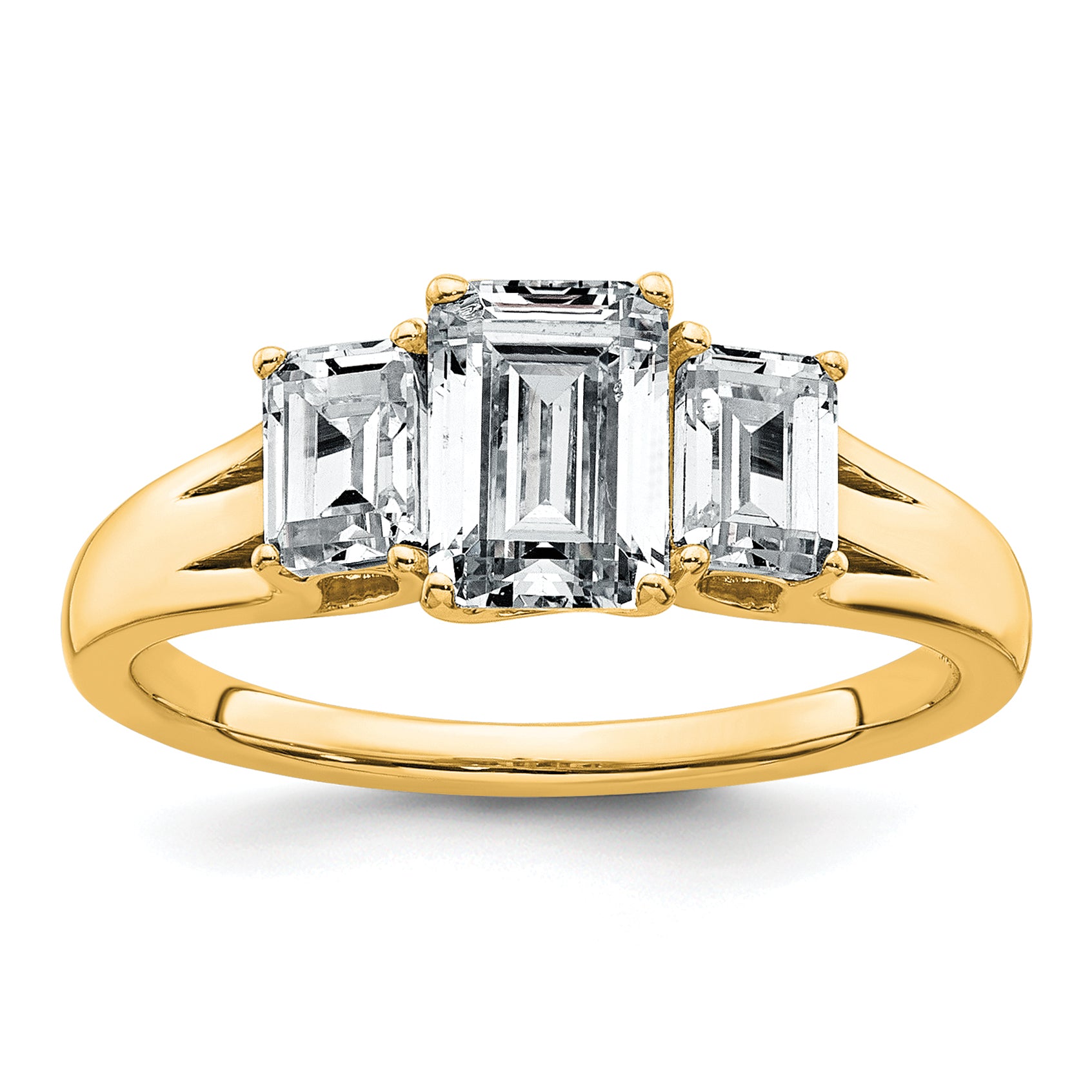 14k 1 5/8 carat Certified Lab Grown Diamond VS+ F+ Emerald Complete Three Stone Engagement Ring